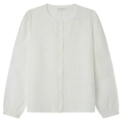 Produktbild von Springfield Damen Blusa bordada Con Encaje insertado y fruncido en EL hombro Blo