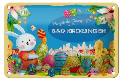 Produktbild von Blechschild Ostern Ostergrüße 18x12cm BAD KROZINGEN Geschenk