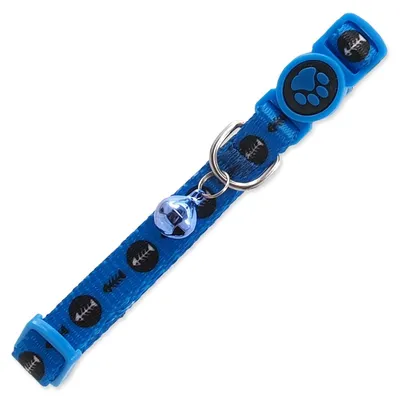 Productafbeelding van Obojek Active Cat, nylon, maat XS, visjesprint, blauw, 1 stuk, verstelbaar van 19-31 cm