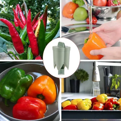 Produktbild von Pfefferschneider und Entkerner in einem, für Gemüse und Obst