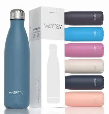 Image de Gourde en acier inoxydable de 500 ml, bouteille isotherme sans BPA, étanche, à double paroi, pour le sport, le fitness, le vélo, pour boissons chaudes et froides