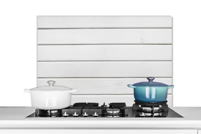 Obrázok produktu pre KitchenYeah® Kuchynský splashback - Kuchynský splashback - Ochrana steny sporáka a drezu - Štruktúra bielej dosky 80x55 - Alu-Dibond (alternatíva skleneného splashbacku) - Odolný voči teplu - Splashback na sporák