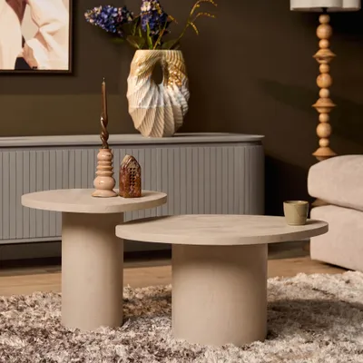 Produktbild von Starfurn - Couchtisch set - 56x70x38cm - Beige, KI-generiertes Bild