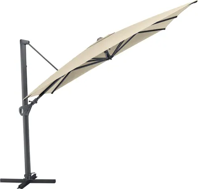 Produktbild von Kettler Easy Swing Ampelschirm 300x300 cm, UPF50+, inkl. Abdeckhaube+ Schirmständer, anthrazit matt/natur, Aluminium/Polyester mit Polyurethan-Beschichtung