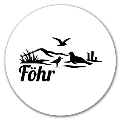 Produktbild von Huuraa Aufkleber Föhr Strandmotiv 10cm rund Sticker Geschenkidee