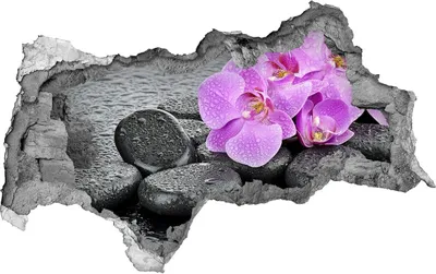 Produktbild von Selbstklebender Loch-3D-Aufkleber 95x73 cm Orchideen Stein