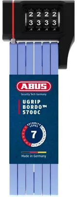 Produktbild von ABUS Faltschloss Bordo uGrip 5700C SH mit Halterung - Fahrradschloss mit Zahlencode und 5 mm starken Stäben - ABUS-Sicherheitslevel 7-80 cm - Blau