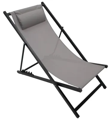 Produktbild von Klappstuhl Liegestuhl Aluminium anthrazit + Textilgewebe grau, 2-er Set