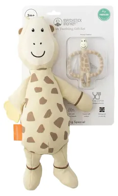 Produktbild von Matchstick Monkey Giftset Kuscheltier und Beißring - Giraffe | Beißspielzeug
