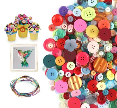 Produktbild von 1200 bunte Plastikknöpfe für Kunst und Handwerk, Kinderknöpfe in verschiedenen Größen und Farben, Harzknöpfe zum Selbermachen, Nähen, für Kinder-Bastelprojekte, Malen, Geschenke und Dekoration.