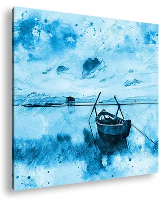 Productafbeelding van Canvasdoek Boottocht 40x40 cm in Monochrome Blauw