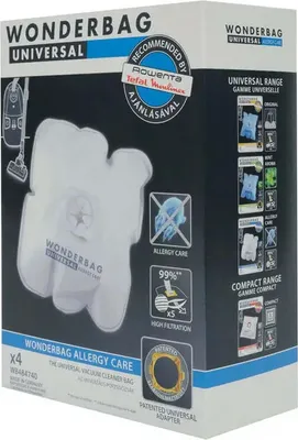 The image shows the packaging of Wonderbag vacuum cleaner bags.