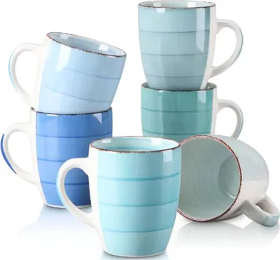 Produktbild von Regalia Tassen-Set – 6er set – 470 ml – Oval – Kaffeebecher – Keramik – Mit Henkel – Weiß
