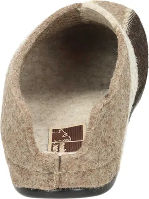 Produktbild von Manitu Damen Hausschuh Pantoffel Filz Ziernaht Colorblock Muster, Größe:37 EU, Farbe:Beige