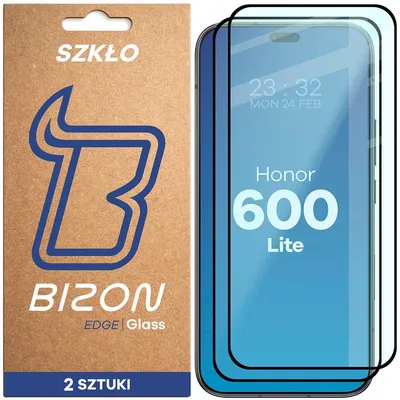 Produktbild von 2x Gehärtetes Glas für Honor 600 Lite 5G, Bizon Glass Edge Duo, Schwarzer Rahmen