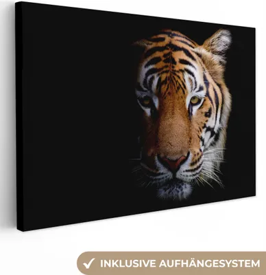 Produktbild von OneMillionCanvasses® - Leinwandbilder - 150x100 cm, Tiere - Tiger - Kopf, Wandbilder Kunstdruck Wanddekoration