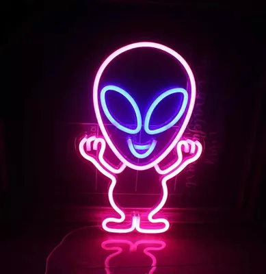 Produktbild von NEON LED Licht, dekorative Wand-Leuchte, Alien Marsmännchen pink, ca. 40 x 25 x 2 cm