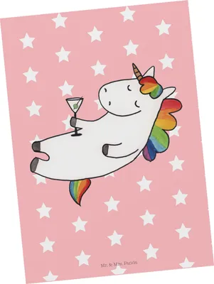 Produktbild von Mr. & Mrs. Panda Postkarte Einhorn Cocktail - Rot Pastell - Geschenk, Grußkarte, Ansichtskarte, Unicorn, Geburtstag, Lustig, Sekt, Ansichtskarten, Party, Fotokarte