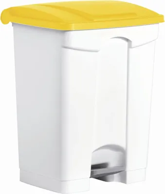 Produktbild von helit Tret-Abfalleimer the step, 70 Liter, weiß/gelb (5690706)