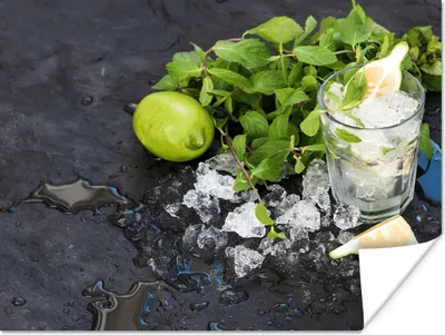 Produktbild von MuchoWow® Poster Cocktail - Mojito - Eiswürfel 160x120 cm - Foto Plakat