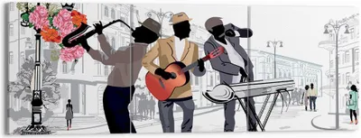 Produktbild von Bild auf Leinwand - Leinwandbild - Musik Instrumente Straße Stadt - 150x50cm - Wand Bild - Wanddeko - Leinwanddruck - Bilder - Kunstdruck - Wanddekoration - Leinwand bilder - Wandkunst - CA150x50-2933