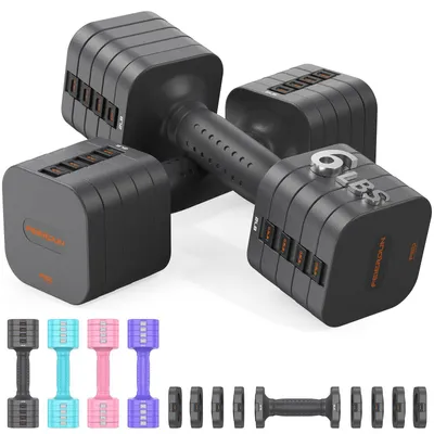 Produktbild von FEIERDUN 5-in-1 Verstellbare Hantel 2er Set 2,7/5,4kg Grau | 1-Sek Schnellverstellung, praktische Fitnesshanteln, Frauen Zuhause/Fitnessstudio/Outdoor