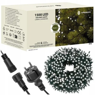 Produktbild von Weihnachtslichter 1500 LED Eko außen-kaltweiß, 121,5 M, IP44, CE Springos