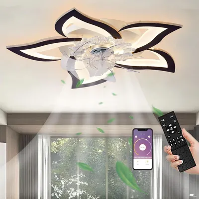 Obrázok produktu pre Stmievateľný LED stropný ventilátor s diaľkovým ovládaním a 5 lampami