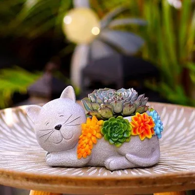 Produktbild von Holzschalenblumentopf für den Garten - Katzenabwehr - Regenafscheidungsschacht - Pflanzkiste