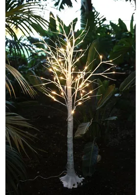 Image de Arbre lumineux LED Tronc de bouleau 150cm Arbre de décoration Jardin Décoration de Noël blanc chaud
