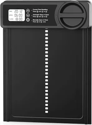Produktbild von Hühnerklappe Türöffner, Automatische Hühnerklappe, Türöffner Hühnerstall, LCD-Bildschirm, Hinweis bei niedrigem Batteriestand, Sichere Hühneraufzucht