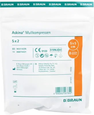 Obrázek produktu pro ASKINA MULLKOMPR 5X5CM STERILE, 5X2 ks COM