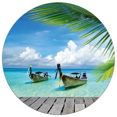 Produktbild von Wallario wasserfestes Poster selbstklebend 90 x 90 cm, Sonnenboot in der Karibik, Badezimmerposter Spritzschutz mit Hochglanzoberfläche in Glasoptik