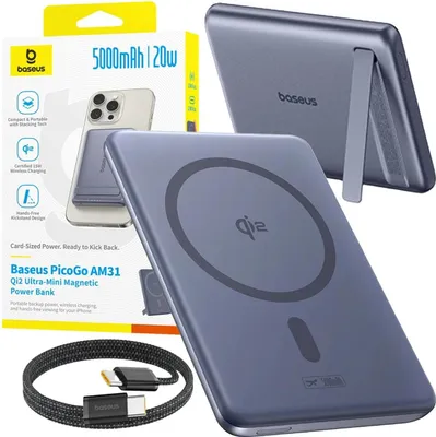 Obrázek produktu pro Baseus P1007680B813-00, 5000 mAh, Bezdrátové nabíjení, 5 W, Šedá