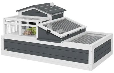 Productafbeelding van Schildpaddenhuis, 2 verdiepingen, voor binnen- en buitengebruik, balkon, vurenhout, grijs