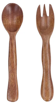 Produktbild von 2-teiliges Holzlöffel-Gabel-Set, wiederverwendbares Salatbesteck, Küchenbesteck für Zuhause und Reisen