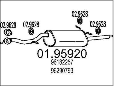 Produktbild von MTS 01.95920 Endschalldämpfer für DAEWOO LANOS Stufenheck (KLAT) Auspuff