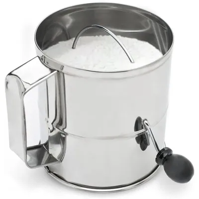 Produktbild von Mehlsieb 8 Tassen – Edelstahl Handkurbel Sifter mit Feinmaschigem Sieb und Rührwerk, Schnelles Sieben für Backen, Mehlduster, Küchenhelfer