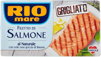 Produktbild von Rio Mare Filetto di Salmone Grigliato al Naturale con una goccia di limone Gegrilltes Lachsfilet mit einem Tropfen Zitrone 125g reich an Omega 3