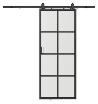 Zdjęcie produktu dla Drzwi przesuwne z systemem prowadnic - Aluminium i szkło bezpieczne matowe - 205 x 93 cm - WILDEN II