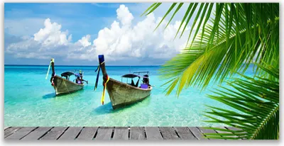 Produktbild von Tulup Leinwand-Bilder 140x70 Wandbild Canvas Kunstdruck Boote Meer Landschaft