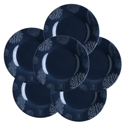 Image de Assiette à dessert, mélamine, 20cm, blanc marine - Série Living Lot de 6