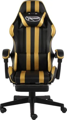 Produktbild von vidaXL Gaming-Stuhl mit Fußstütze Schwarz und Golden Kunstleder