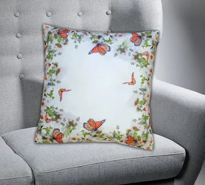Produktbild von 2 Stück Kissenhüllen 40 x 40 cm mit Druck Blumen und Schmetterlinge 40 x 40 cm Kissenhülle