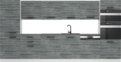 Produktbild von Belini Küchenzeile Küchenblock Naomi - Küchenmöbel 360 cm Einbauküche Vollausstattung ohne Elektrogeräten mit Hängeschränke und Unterschränke, mit Arbeitsplatten, Glamour Wood