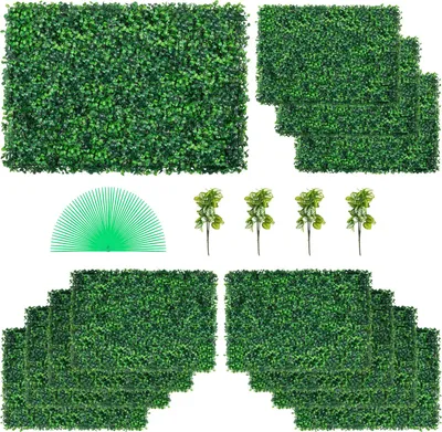 Produktbild von Künstliche Pflanzenwand 12 Stk. 24 x 16 Zoll, Sichtschutz Hecke Künstlich Grün, Künstliche Buchsbaumplatte PE, Sichtschutz Kunstpflanzen 60 x 40 cm, Sichtschutzhecke Wanddekoration Pflanzenwand