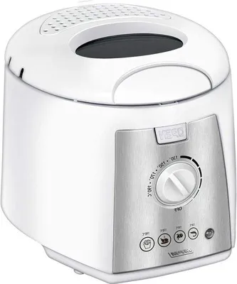 Immagine prodotto di Friggitrice compatta da 15 litri, vasca lavabile, regolatore di temperatura fino a 190 °C, senza BPA, 1100 W, bianca