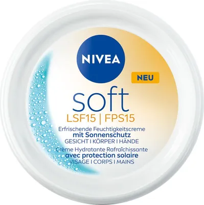 Produktbild von NIVEA Soft Feuchtigkeitscreme mit Sonnenschutz Lichtschutzfaktor 15 3 x 100 ml