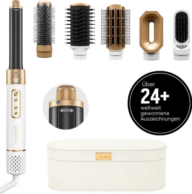 Produktbild von Navado Easystyler Pro 6-in-1 Luftstyler & Haartrockner, Lockenstab, Warmluftbürste, Föhnbürste, Auto-Wrap-Lockenaufsatz, mit Aufbewahrungskoffer