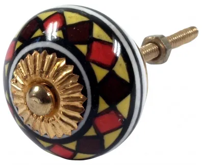 Produktbild von Kleiner Keramik Möbelknopf, Möbelknauf Möbelgriff, Schranktürknöpfe, Möbelknöpfe, Schubladengriff - Modell 72, Mehrfarbig, 3*3*6 cm, Möbelknöpfe